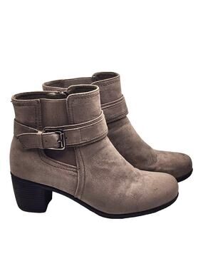 CROFT & BARROW GREY ZIP HEELED ORTHOLITE BOOTS WOMENS SIZE 7.5 KOHLS PREPPY